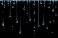 Transparent streaks and drops of water on black Royalty Free Stock Photo