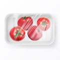 Transparent Stretch Film Covered Disposable Plastic Food Container With Tomatos