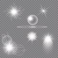 Transparent sunlight lens flare light effect. Star burst with sparkles. Vector illustration Royalty Free Stock Photo