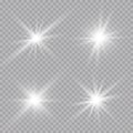 Transparent sunlight lens flare light effect. Star burst with sparkles. Vector illustration Royalty Free Stock Photo