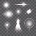 Transparent sunlight lens flare light effect. Star burst with sparkles. Vector illustration Royalty Free Stock Photo