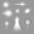 Transparent sunlight lens flare light effect. Star burst with sparkles. Vector illustration Royalty Free Stock Photo