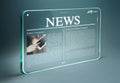 Transparent tablet with hot news on screen Royalty Free Stock Photo