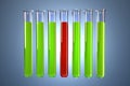 Transparent test tubes with colored liquids. Chemical analysis concept. Contains clipping path