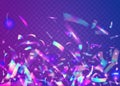 Transparent Texture. Purple Disco Glitter. Birthday Confetti. Ho Royalty Free Stock Photo