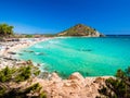 Transparent and turquoise sea in Cala Sinzias, Villasimius.