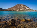 Transparent and turquoise sea in Punta Molentis, Villasimius. Royalty Free Stock Photo