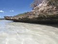 Transparent and turquoise waters of the Caribbean Sea. White sand beach and tropical blue sky. Paradise landscape. Martinique, Royalty Free Stock Photo