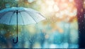 Transparent umbrella under rain against water drops splash background. Rainy weather concept Royalty Free Stock Photo