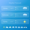 Transparent user interface - weather forecast template with set of glossy and detailed icons Royalty Free Stock Photo