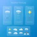 Transparent user interface - weather forecast template with set of glossy and detailed icons Royalty Free Stock Photo