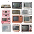 Transparent Vintage Televisions, 80s Retro Electronic Devices, Analog Technology Royalty Free Stock Photo