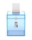 Transparent voting box on white background. Isolated 3D illustration Royalty Free Stock Photo