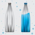 Transparent water bottle set isolated on transparent background