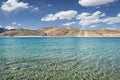Transparent Water And Desert Hills Of High Mountain Lake
