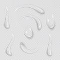 Transparent water gel drop set. Vector EPS 10.