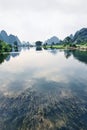 Transparent water with Karst mountains in Yangshuo, Guangxi Province, China