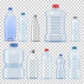 Transparent water plastic clean bottle 3d realistic container barrel gallon template set vector illustration company Royalty Free Stock Photo