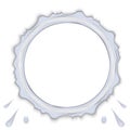 Transparent water ring frame splash and drops isolated on background