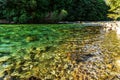 Transparent water of Rio Correntoso, the shortest river in the world, Argentina. Royalty Free Stock Photo