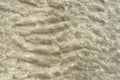Transparent water surface and sand on the lake bottom. Royalty Free Stock Photo