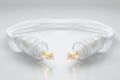 Transparent white ethernet cables coiled together symbolizing high speed internet connectivity organized networking systems and