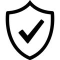 A transparent and white shield with a check mark Royalty Free Stock Photo