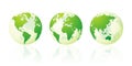 Transparent world globe maps planet earth green set Royalty Free Stock Photo