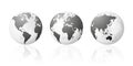 Transparent world globe maps planet earth metallic silver set Royalty Free Stock Photo