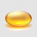 Transparent yellow capsule of drug, vitamin or fish oil macro vector illustration Royalty Free Stock Photo