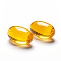 Transparent yellow capsules tablets isolated