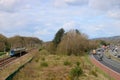 Rail and motorway transport corridor. Lancashire