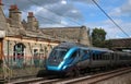 TransPennine Express electric train Carnforth Royalty Free Stock Photo