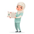 Transplant Surgeon Nurse Female Girl Cute Arab Doctor with First-aid kit Medicine Box Refrigerator Transplantation Royalty Free Stock Photo