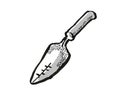 Transplanting Trowel Garden Tool Cartoon Retro Drawing