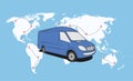 Transporation company vector logo. Delivery business template. Logistic worldwide group concept. Auto transport isolated