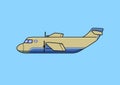 Transport aircraft, cargo airplane. Flat vector illustration. Isolated on blue background.