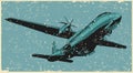 Transport aircraft illustration retro poster
