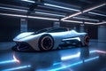 transport auto transportation underground electric neon automobile car industry parking. Generative AI.