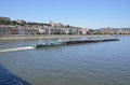 Transport by barge on the Danube, Budapest.