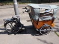 Transport. The bicycle with a children`s cabin