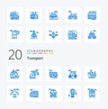 20 Transport Blue Color icon Pack like transport bicycle train travel tramway