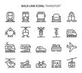 Transport, bold line icons