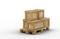 Transport box with different size stacked on a wood pallet Royalty Free Stock Photo