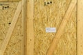 transport box, ready for dispatch, made of chipboard and boards with an attached label with an order number Royalty Free Stock Photo