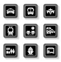 Transport buttons with white silhouette Royalty Free Stock Photo