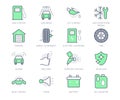 Transport car service simple line icons. Vector illustration with minimal icon - battery, air conditioner, garage