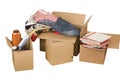 Transport cardboard boxes with books and clothes Royalty Free Stock Photo