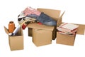 Transport cardboard boxes with books and clothes