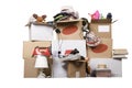 Transport cardboard boxes, relocation concept Royalty Free Stock Photo